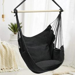 Hammock Chair Hanging Rope Swing Chair Portable Comfortable Hammock Seat Hanging Sleeping Swing Chair Home Outdoor Drop 240423