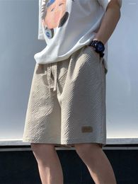 Men's Shorts 2024 Summer Fashion Solid Colour Thin Male Casual Straight Men Drawstring Loose Sports Short Pants G60