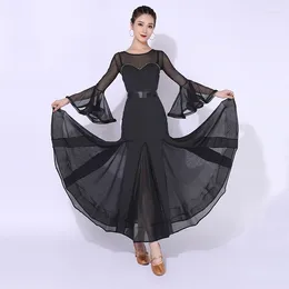 Stage Wear 2024 Ballroom Dance Dress Adult Women Waltz Dancing Competition Costume Flare Sleeve Tango Clothes YS4162