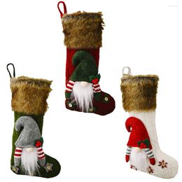 Christmas Decorations 3 PCS Stocking With Cute 3D Plush Swedish Gnome For Fireplace Hanging Xmas Party Decor 17" Wholesale XB