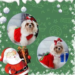 Dog Apparel Pet Dress Cats Clothes Small Red Christmas Santa Claus Costume Doggy Winter Warm Outfit Po Props Suit