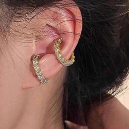 Backs Earrings 2Pcs Full Rhinestone Zircon Ear Cuff Clip For Women No Pierced C Shape Earcuff Wrap Clips Jewellery Gifts