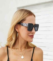 Luxury Letter Print Sunglasses Women Leopard Black Square UV400 Sun Glasses Designer Brand Fashion Trend Big Shades PC Frame4624099
