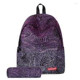 Backpack Casual Leaf Printing Bookbag Youth Trend Travel Bag For Girls