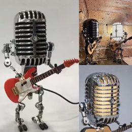 Table Lamps Metal Microphone Robot Lamp Touch Dimmer Vintage Art USB Charging Ornament Home Decor Desktop