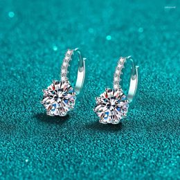 Hoop Earrings Luxury White Gold 18K Women's Small Delicate 4ct Moissanite Diamond Ear Clips Wedding Fine Jewelry Gift