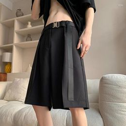 Men's Shorts 2024 Summer Fashion Ice Silk Thin Suit Male Loose Wide-leg Short Pants Men Solid Colour Casual G103