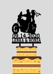 Other Festive Party Supplies Personalized Motorbike Wedding Cake Topper Custom Couples Name Date Bride And Groom Riding Motorcyc8095749