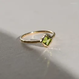 Cluster Rings Green Gem Fashion Peridot For Women Simple Premium Design Opening Adjustable Charm Neutral Wind Silver Jewellery