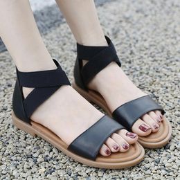 Sandals Platform Open Toe Elastic Soft Sole Roman Women'S Large Size Flat Summer Women 2024