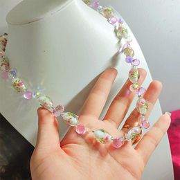 Strand Vintage Trendy White Glass Crystal Beaded Bracelet Necklace For Women's Girl Choker Jewellery Set