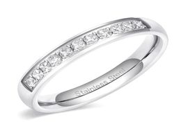 Wedding Rings 35mm Women Half Eternity Bands For Female Stainless Steel Cubic Zirconia Band Whole Size 4126921863