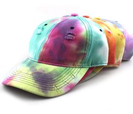 4 Mix Colors Colorful Street Baseball Cap Hat Vintage Fashion Ball Caps for Men Women Adjustable Flat Top Quality Hip Hop Hole Sty6137327