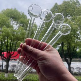 7.87 Inches Clear Pyrex Smoking Pipe Glass Oil Burner Pipes Mini Small Spoon Pipe Tobacco Straight Tube Handpipe Smoked Accessories