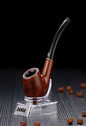 Smoking Pipes Manual Curved Handle Pipe Classic 9mm Philtre Wood Solid Accessories Support Whole4386052