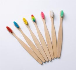 Natural Bamboo Handle Toothbrush Rainbow Colourful Whitening Soft Bristles Bamboo Toothbrush Ecofriendly Oral Care EEA11778576461