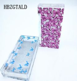 2020 New whole butterfly print Acrylic 25mm eyelashes packaging box lash packaging custom logo empty case bulk vendors1238011