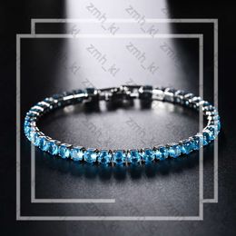 Designer Jewellery Women Bracelet Men Blue Emerald Pink Cubic Zirconia Hiphop Sier Gold Plated Jewellery Diamond One Row Hip Hop 4mm Crystal 258