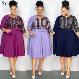 Ethnic Clothing African Dresses For Women Dashiki Plus Size Africa Office Lady Print Patchwork A Line Dress 2XL-6XL 2024 Summer