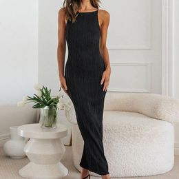 Casual Dresses Solid Women's Slim Dress Sleeveless Backless Halter Bodycon Sexy Vacation Prom Party