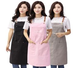 BBQ Senior Simple Denim Canvas Apron Bib Leather Straps Kitchen Apron for Women Barber cooking baking Waitress Custom Print5742401