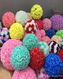 25CM 10 inch Artificial Encryption Rose Silk Flower Kissing Balls Hanging Ball Christmas Ornaments Wedding Party Decorations Suppl3367298