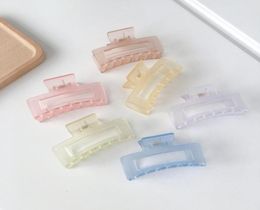 Korean Transparent Square Mist Clamps Hollow Out Candy Color Ponytail Hairpins Girls Women Wash Scrunchies Resin Hair Clips Jewelr5566515