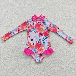 Clothing Sets Fashion Rose Flower Long-sleeved One-piece Swimsuit Long Sleeve Set Wholesale Children Clothes