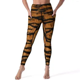 Women's Leggings Unique Tiger Print Sexy Wild Animal Fur Fitness Running Yoga Pants High Waist Sport Legging Breathable Custom Leggins