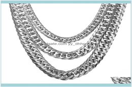 Chains Necklaces Pendants Jewelrychains 131619Mm White Gold Tone Stainless Steel Chain Curb Cuban Link Mens Necklace Male X Part7472650