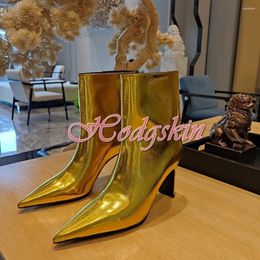 Boots Super Pointy Toe Solid Chunky Heels Casual Ankle Women Dress Shoes Slip On Designer Party Big Size Customized