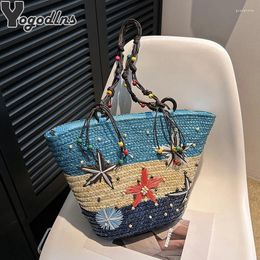 Evening Bags Summer Basket Straw Shoulder For Women Rattan Travel Large Capacity Handmade Woven Beach Bag Female Shopper Totes Handbags