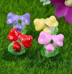 12pcslot 4 Clolrs Garden Decoration Mini Mushroom Ornament DIY Dollhouse Resin Crafts Fairy Garden Minitures Terrarium Figurines 5886628