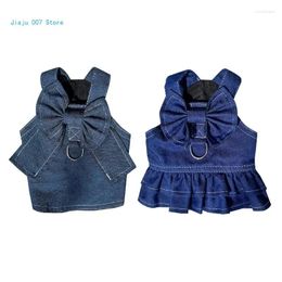 Dog Apparel Pet Denims Dress With Leash Hook Small Princess Bichon Pullover FourSeasons Outfit Po Clothes C9GA