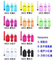 4pcsset Neoprene Hand Sanitizer Bottle Holder Wristlet Keychain Chapstick Holder9951282
