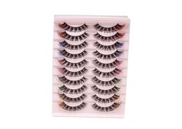 10 Pairs Color False Eyelashes Natural Soft Colored Faux 3D Mink Eyelash Colorful Eye Lashes Extension Makeup Tools6601982