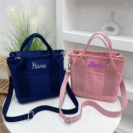 Shoulder Bags Personalized Canvas Handbag Waterproof Solid Crossbody Embroidery Custom Large Capacity Bag For Women Messenger