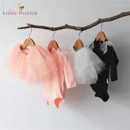 Clothing Sets Born Baby Girl Cotton Clothes Set Romper Skirt Tutu Mesh Infant Toddler Child Suit Solid Pullover 3-18M