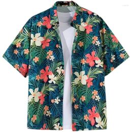 Men's Casual Shirts Men Street Fashion Summer Daily Shirt Hawaiian Cartoon Print Loose Short Sleeve Beach Tops