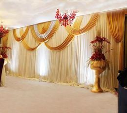 Party Decoration Tanmeluo 3X6M Luxury Wedding Backdrop Curtain White Background Drapery Gold And Sequin Swag Pleated Event Home De8700435