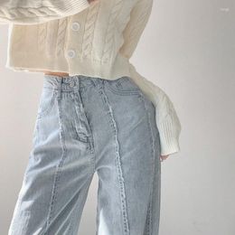 Women's Jeans Korean Fashion Women's Y2K Vintage High Waist Street Style Blue Straight Pants Wide Leg Baggy Denim Trouser Female Clothes