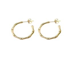 Stud Fashion Stainless Steel Bamboo Earrings Waterproof Jewelry C Shape Gold Metal Women Bijoux Femme Party Gift5193208