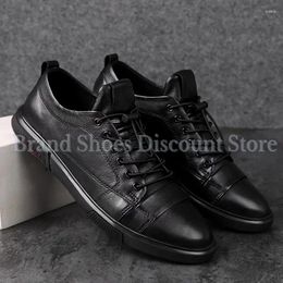 Casual Shoes Classic White Sneakers Men Leather Male Lace-Up Genuine Flats Fashion Korean Simple Footwear Size 47