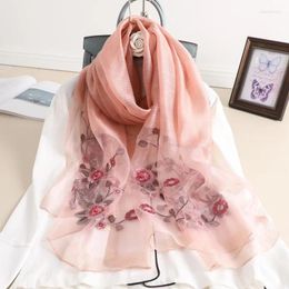 Scarves Brand 2024 Winter Hijab Silk Wool Embroidery Women Travel Beach Poncho Shawl Scarf Bandana Foulard Femme Pashmina