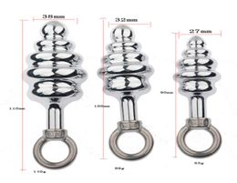 Silver Metal Screw Thread Anal Love Plug Pull Ring Women Butt Beads Sex Love Toy A673301878
