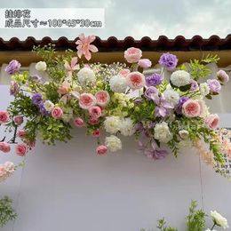 Decorative Flowers Simulated Flower Forest Pink And Purple Ground Arrangement Chiyoda Orchid Wedding Background Decoration Layout Road Lead