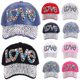 Ball Caps Adjustable Rhinestones Baseball Fashion Love Luxury Hats Spring/Summer Cotton Shiny Sun Cap For Women Girls