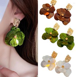 Stud Earrings 1Pair Colourful Resin Flower Long Floral Elegant And Exaggerated Style Women's Accessories Personalised Jewellery