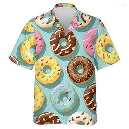 Men's Casual Shirts Food Donuts 3D Printed For Men Clothes Harajuku Fashion Cake Lover Aloha Beach Shirt Women Short Sleeve Blouses