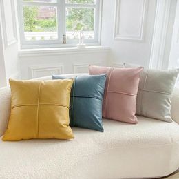 Pillow Yellow Pink Pieced Suede Cover Blue Green Navy Bedroom Sofa Decoration Cases 45x45cm